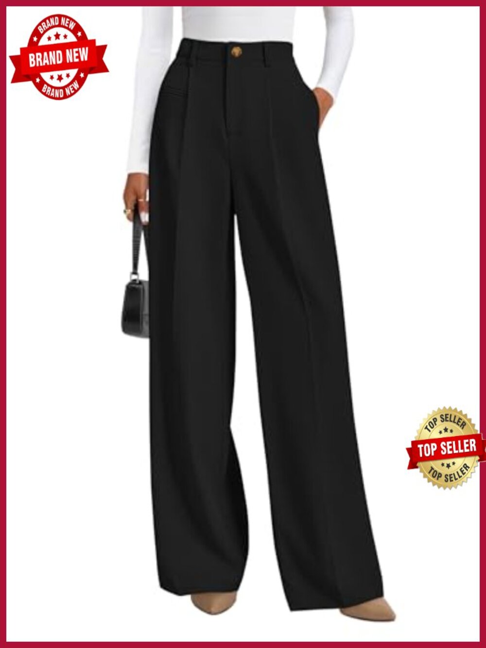 Wide Leg Tailored Work Dress Pants High Waisted Business Casual Trousers